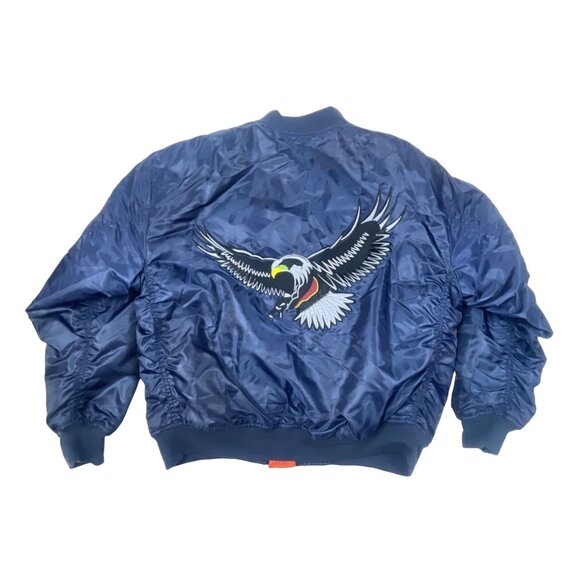 Men's Mao’s Eagle Blue and Orange Bomber Jacket Sz L - NWT - Picture 7 of 14